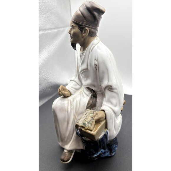 VINTAGE CHINESE SHIWAN MUDMAN STATUE Farmer With Tablet Rare 9” - Picture 3 of 8